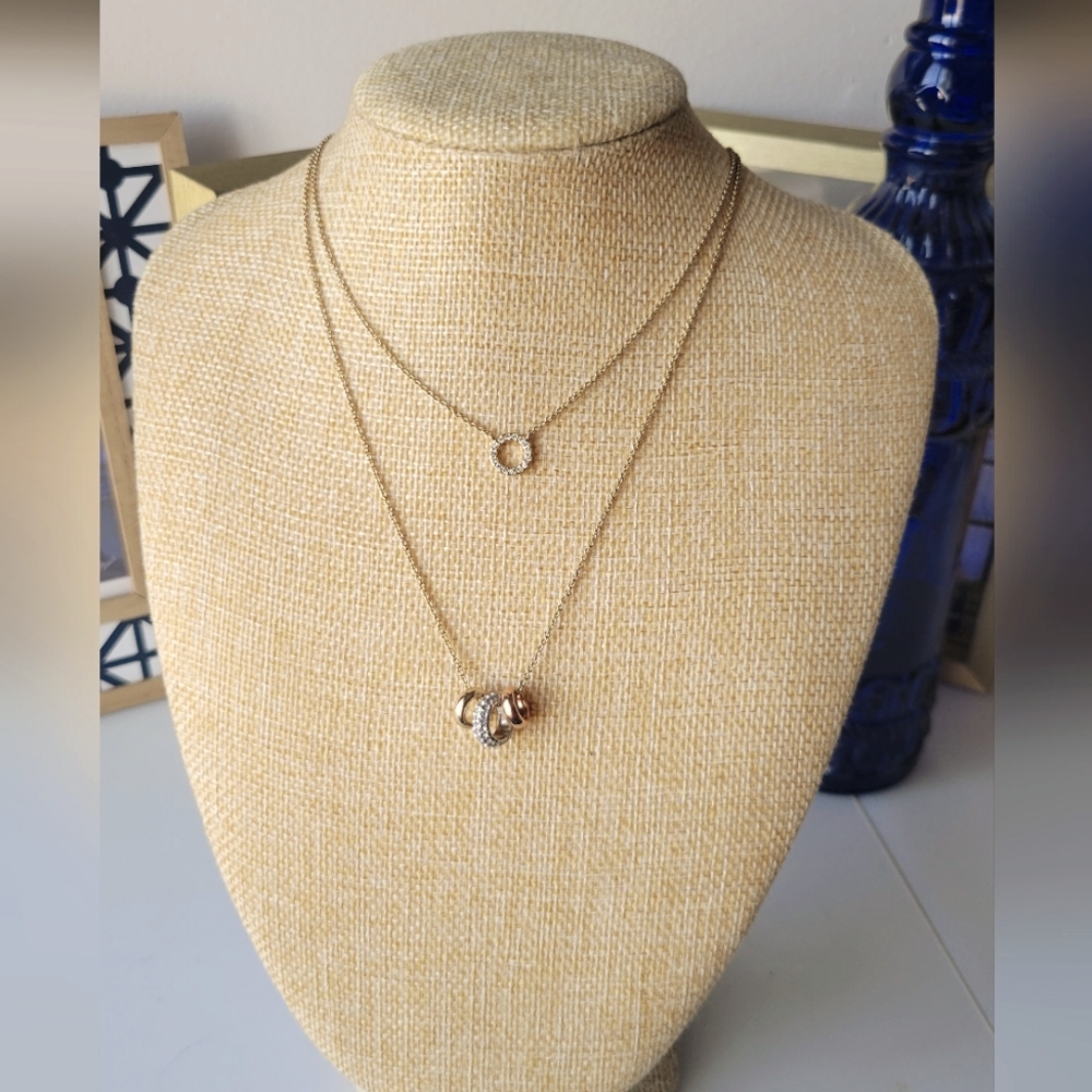 NWT Sterling, Gold Plated,  Three Ring Necklace